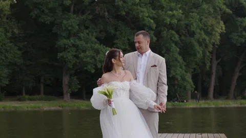 A beautiful young couple, a guy and a girl, a couple in love. Stock Footage 340566217