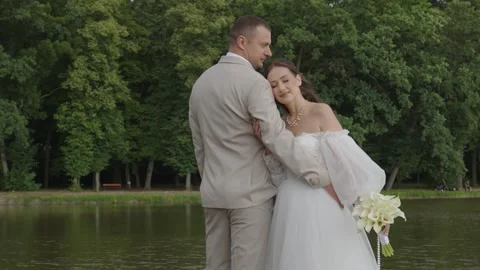 A beautiful young couple, a guy and a girl, a couple in love. Stock Footage 340566287
