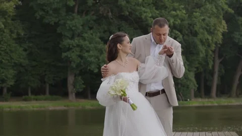 A beautiful young couple, a guy and a girl, a couple in love. Stock Footage 340566616
