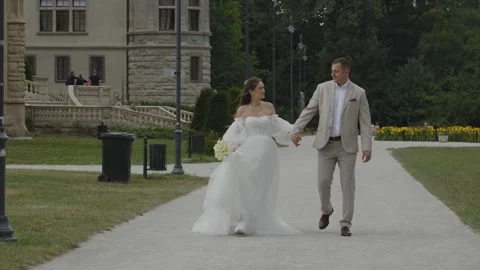 A beautiful young couple, a guy and a girl, a couple in love. Stock Footage 340566635
