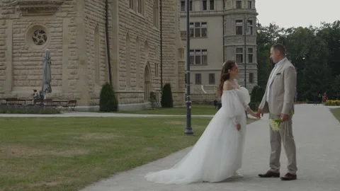 A beautiful young couple, a guy and a girl, a couple in love. Stock Footage 340566693