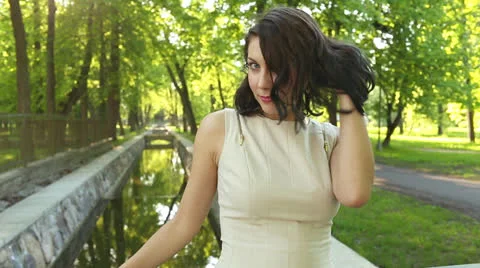 Beautiful young girl is posing Stock Footage 24187491