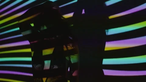 Of a beautiful young girl with a shadow pattern on her face and body in the form Stock Footage 150697250