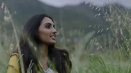 Beautiful Young Indian Woman Hiker Enjoying Fresh Breeze Blowing Smiling Calm Stock Footage