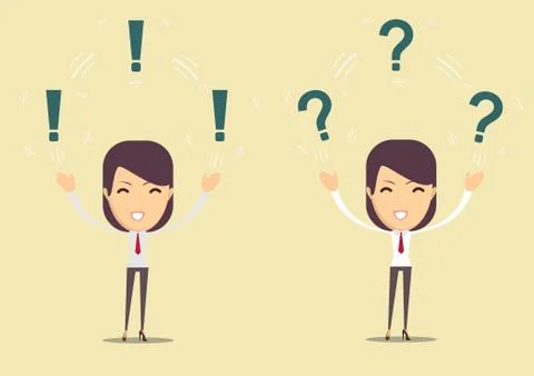 Beautiful young lady thinking with question marks overhead Illustrazione stock
