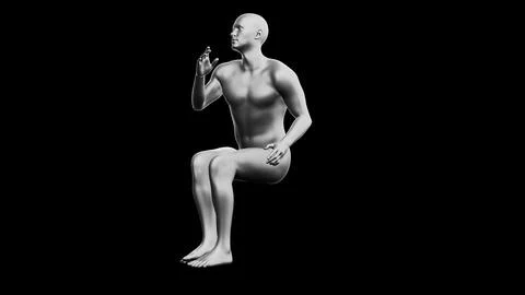 Beautiful young man posing, isolated on black background. 3d illustration (.. 스톡 일러스트