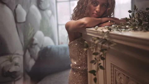 Beautiful Young Model Against Upright Piano Stock-Footage 147100370