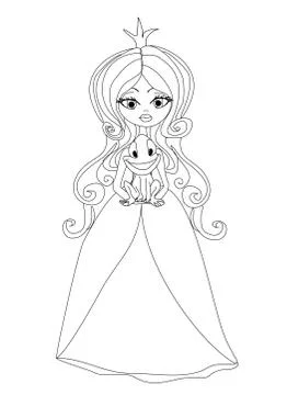 Beautiful young princess holding a big frog Stock Illustration