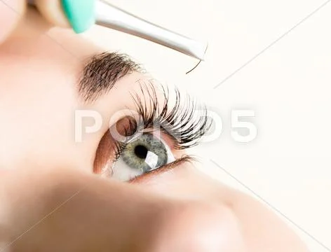 Beautiful Young Woman Eyelash Extension. Woman Eye With Long Eyelashes. Beauty