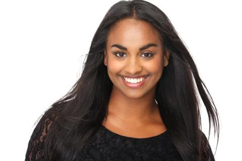 Beautiful young woman with long flowing hair Stock Photos