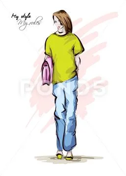 yellow T-shirt / cartoon vector and illustration, hand drawn style