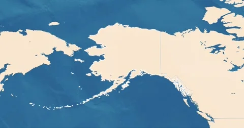 Beautiful zoom in of a Alaska map with most important cities and frontier lines Stock Footage 337426873