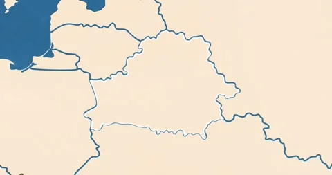 Beautiful zoom in of a Belarus map with most important cities and frontier lines Stock Footage 337427184