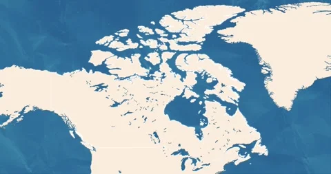 Beautiful zoom in of a Canada map with most important cities and frontier lines Video stock 337427835