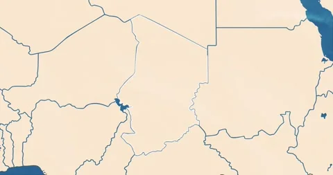 Beautiful zoom in of a chad map with most important cities and frontier lines 库存影片 337427854
