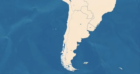 Beautiful zoom in of a chile map with most important cities and frontier lines Stock Footage 337427863