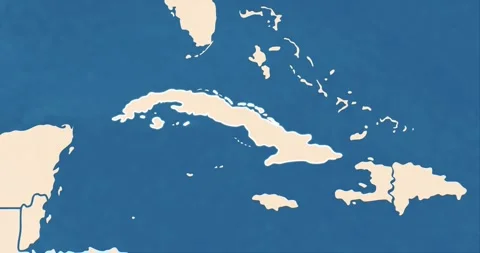 Beautiful zoom in of a cuba map with most important cities and frontier lines Video stock 337428141
