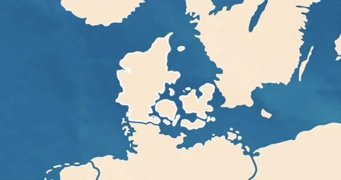 Beautiful zoom in of a Denmark map with most important cities and frontier lines Vidéo 337428270