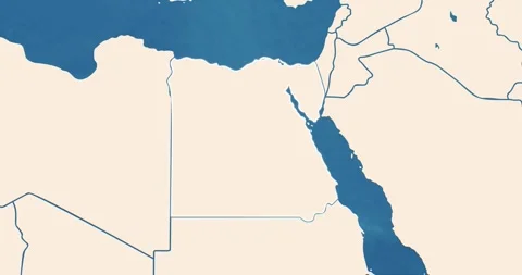 Beautiful zoom in of a egypt map with most important cities and frontier lines Video stock 337428301