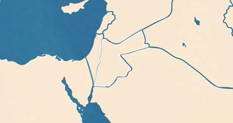 Beautiful zoom in of a jordan map with most important cities and frontier lines Видео 337429310