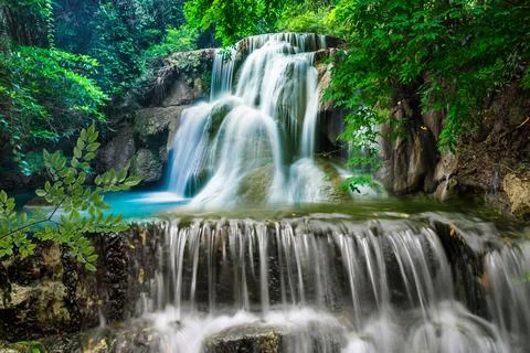 Beautiful,Deep,Forest,Waterfall,Background,3d,Wallpaper イラスト素材