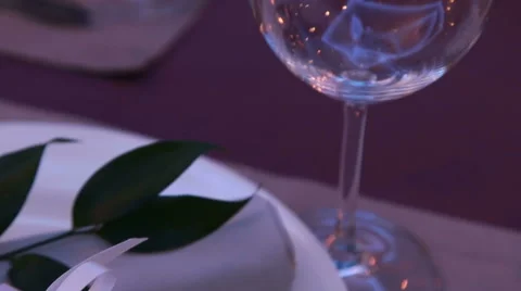 Beautifull expensive table layout with red roses for important event banquet Stock Footage 61193765