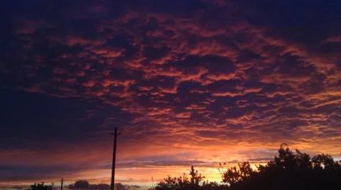 Beautifull Sundown with Red &amp; Orange Clouds in The Village Crimea , Russia Stock Footage 68962590