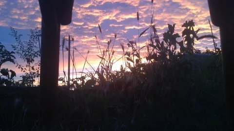 Beautifull Sundown with Red &amp; Orange Clouds in The Village Crimea , Russia 2 Stock Footage 68962674