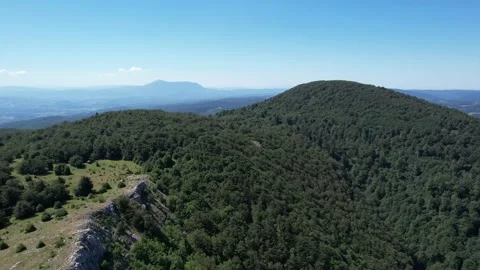 Beautifull view of the distant mountain of Rtanj from Lazar's canyon drone Stock Footage 220307804
