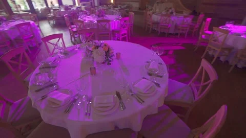 Beautifull wedding table ready for guests Stock Footage 146243365