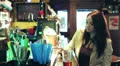 beautifull woman drinks beer in a pub - dolly HD Footage