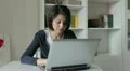 beautifull woman relaxes on the laptop - dolly HD Footage