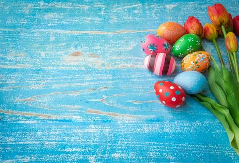 Beautifully colored eggs and patterns Stock Photos