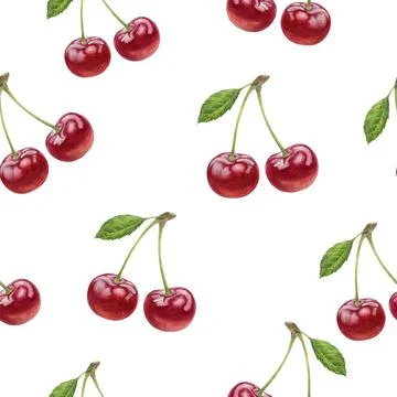 This is a beautifully crafted Cherry Watercolor Pattern Design, perfect for Illustrazione stock