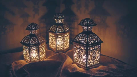 Beautifully Crafted Lanterns That Are Casting Warm Light and Shadows, Enriching Stock Footage 306018280