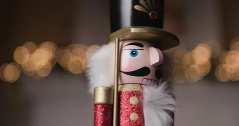 A beautifully crafted Nutcracker figurine twirling with festive delight, set Stock Footage 287176967