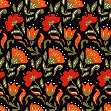 A beautifully crafted vector illustration featuring Scandinavian-style floral Stock Illustration