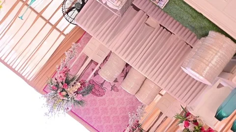Beautifully Decorated Dish Counter Setup at a Traditional Indian Wedding Vídeo Stock 346389453