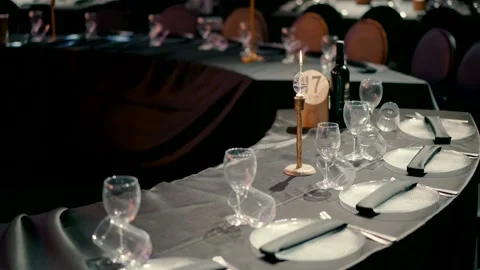 A beautifully designed round table with beautiful lighting . Close up Stock Footage 221579545