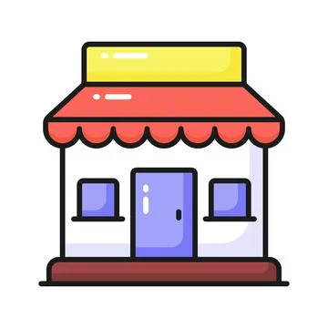 Beautifully designed vector shop building, commercial building, marketplace icon Ilustración de archivo