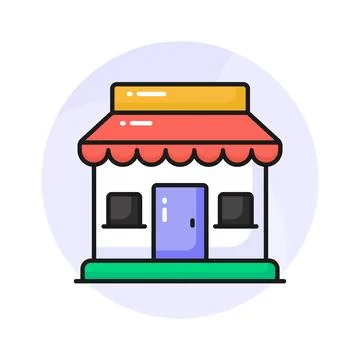 Beautifully designed vector shop building, commercial building, marketplace icon Ilustración de archivo