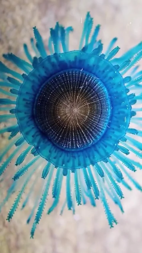 Beautifully flared sea blue button 스톡 동영상 334359289