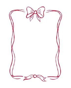 A beautifully outlined decorative frame featuring bows and ribbons at the top Stock Illustration