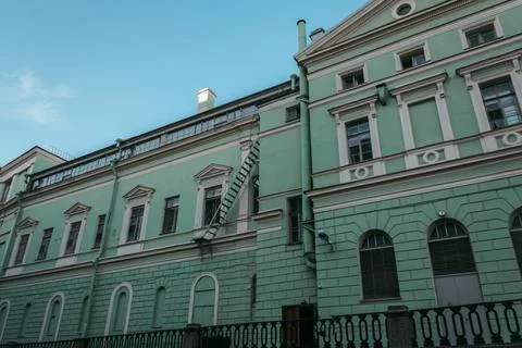 A beautifully preserved mint building features striking architecture and a vi Stock Photos
