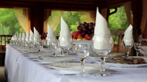 Beautifully served festive table.Buffet served in the restaurant. Stock Footage 41907613