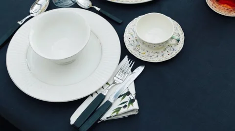 Beautifully served table with breakfast. Buffet served on the terrace Stock Footage 68825565