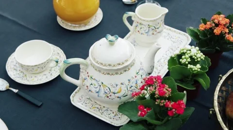 Beautifully served table with breakfast Video stock 68825564