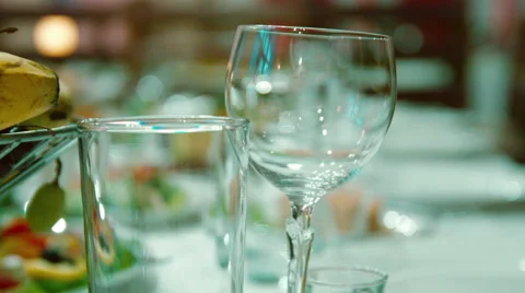 Beautifully served wedding table in the restaurant Stock Footage 64917652