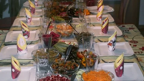 Beautifully set festive table, close-up Vídeos de archivo 73851872