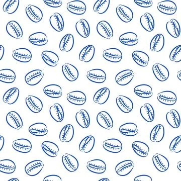 A beautifully stylish seamless pattern showcasing handdrawn blue coffee beans Illustrazione stock